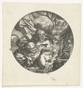 Horlogekast met Susanna en de ouderlingen door Jacques Vauquer