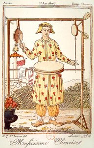 Chinese muzikant, 1806 door Jacques after Grasset de Saint Sauveur