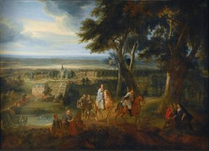 Rudolf van Habsburg geeft zijn paard aan een priester die het viaticum brengt, ca. 1613-86 door Jacques d