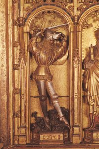 Altaarstuk van de Kruisiging, detail van St. Joris van het linker paneel, uit de Kerk van Chartreuse de Champmol, ca.1391 door Jacques de Baerze or Baers