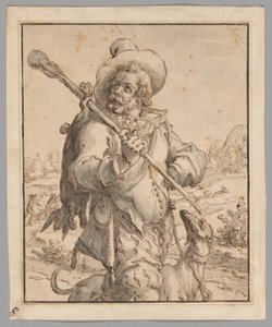 Een jager met een dode haas en een hond (Studie voor "Terra") door Jacques de Gheyn II