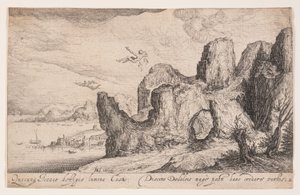 Landschap met de val van Icarus, uit Landschappen door Jacques de Gheyn II