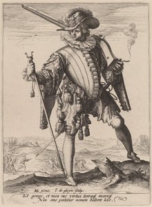 Soldaat met haakbus door Jacques de Gheyn II after Hendrik Goltzius