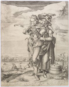 De kruisboogschutter en de melkmeid, ca. 1610 door Jacques de Gheyn the Younger