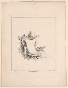 Wapenschild, uit "Recueil Nouveau de Differens Cartouche" door Jacques de Lajoüe