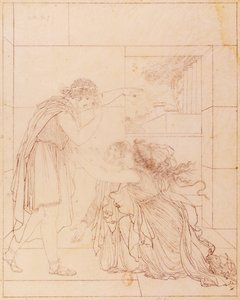 Andromaque aan de voeten van Pyrrhus, illustratie voor Andromaque door Jean Racine (door Jacques de Seve)