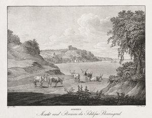 Syrmië, Markt en Ruïnes van het Kasteel Sharengrad door Jakob Alt