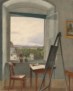 Uitzicht vanuit het atelier van de kunstenaar in Alservorstadt richting Dornbach
