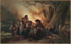De door bliksem getroffen herder door Jakob Becker