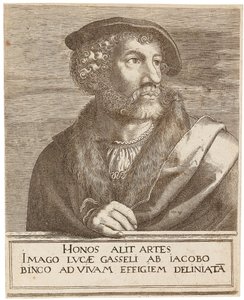 Portret van de kunstenaar Lucas Gassel door Jakob Binck