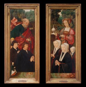 Stichterfiguren met de heilige Petrus met sleutel