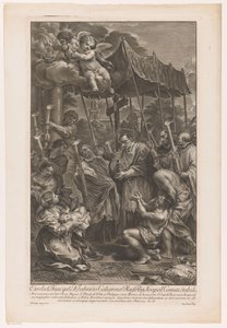 H. Carolus Borromeus draagt een crucifix langs slachtoffers van de pest door Jakob Frey (I)