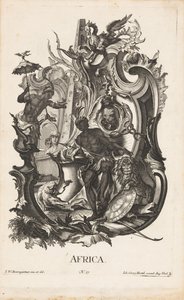 Rocaille met de personificatie van het werelddeel Afrika door Jakob Gottlieb Thelott