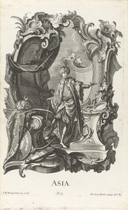 Rocaille met de personificatie van het werelddeel Azië door Jakob Gottlieb Thelott