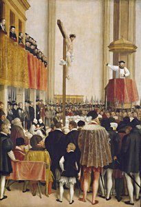 De preek van de pauselijke legaat Cornelio Musso in de augustijnenkerk van Wenen door Jakob Seisenegger
