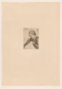 Portret van Malvina Dedeyn met handwerk door Jakob Smits