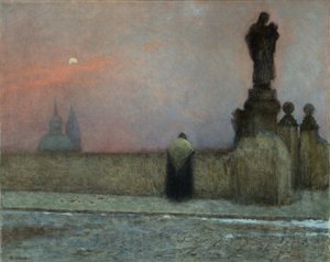 Vroege avond in Hradcany door Jakub Schikaneder