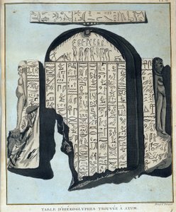 Tabel van hiërogliefen gevonden in Axoum (Aksoum) - in "Reis naar Nubië en Abessinië ondernomen om de bronnen van de Nijl te ontdekken tijdens de jaren 1768 tot 1772", door James Bruce, deel 1, Parijs door James Bruce