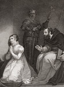 John Feckenham bezoekt Lady Jane Grey in de Tower of London (prent) door James (after) Northcote