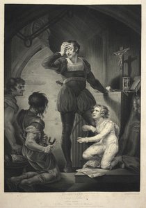 Koning Jan. Act IV, scène I- Hubert met Arthur in de gevangenis door James (after) Northcote