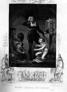 Prins Arthur en Hubert, in King John door William Shakespeare, gegraveerd door J. Rogers