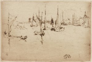 Aken, Dordrecht, 1884 door James Abbott McNeill Whistler