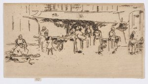 Kraam, Marktplein, Loches door James Abbott McNeill Whistler