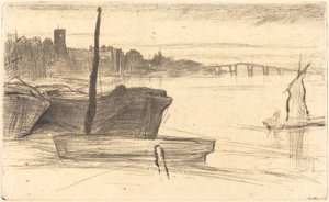 Chelsea Bridge en Kerk, ca. 1870-1871