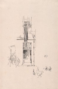 Hanengevechten en kippen, Hotel Colbert, 1891 door James Abbott McNeill Whistler