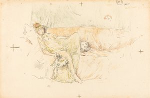 Geklede figuur, liggend, 1892 door James Abbott McNeill Whistler