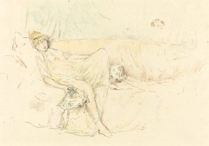 Gedrapeerd figuur, liggend, 1892 door James Abbott McNeill Whistler