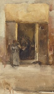 Figuren in een deuropening door James Abbott McNeill Whistler