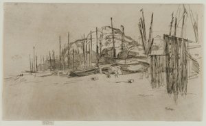 Vissersboten, Hastings, 1877 door James Abbott McNeill Whistler