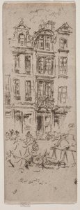 Bloemenmarkt, Brussel door James Abbott McNeill Whistler