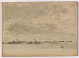 Grijs en Zilver–Purfleet, 1881-1883 door James Abbott McNeill Whistler