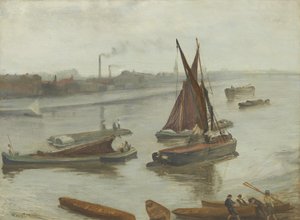 Grijs en Zilver: Oude Battersea Reach door James Abbott McNeill Whistler