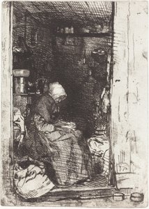 De oude vrouw met lompen, 1858 door James Abbott McNeill Whistler