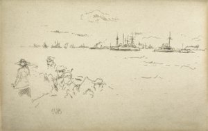 Monitors, uit een set van twaalf etsen getiteld The Naval Review, 1887 door James Abbott McNeill Whistler