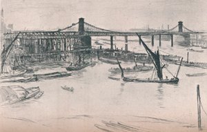Oude Hungerford Bridge, 1861, 1903 door James Abbott McNeill Whistler
