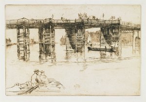 De oude Putney Bridge door James Abbott McNeill Whistler