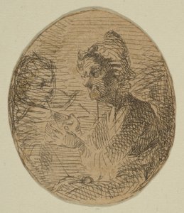 Oude Vrouw en Kind in Ovaal uit Schetsen op de Kustonderzoek Plaat door James Abbott McNeill Whistler