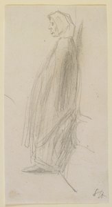 Profielschets van een oude vrouw die staat, 1858