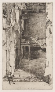 Voddenrapers, Quartier Mouffetard, Parijs door James Abbott McNeill Whistler