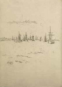 Terugkeer naar Tilbury, uit een set van twaalf etsen getiteld De Marine Review, 1887 door James Abbott McNeill Whistler
