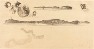 Schetsen op de kustopnameplaat, 18541855 door James Abbott McNeill Whistler