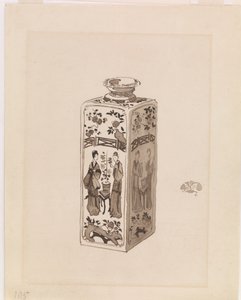 Vierkante kan met lange hals, 1878