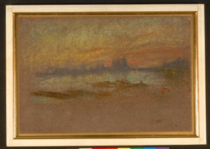 Zonsondergang; rood en goud-Saluut door James Abbott McNeill Whistler