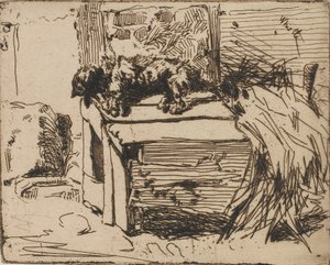 De hond op het hok, 1858 door James Abbott McNeill Whistler