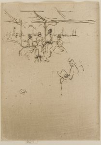De aanlegsteiger, koeien door James Abbott McNeill Whistler