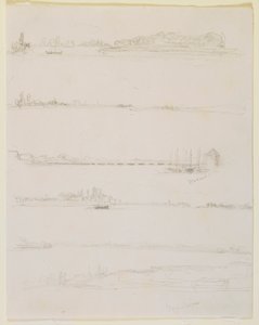 De Rijn, nabij Worms en Oppeheim, 1858 door James Abbott McNeill Whistler